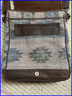 Navajo Southwestern Leather Laptop Crossbody with Leather Canvas Or Leather Top