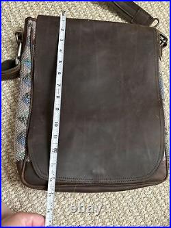 Navajo Southwestern Leather Laptop Crossbody with Leather Canvas Or Leather Top