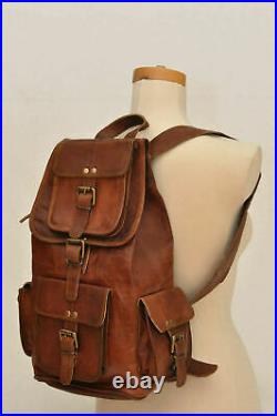 New 18 Leather Genuine Backpack Bag Rucksack & Laptop Vintage Shoulder Travel