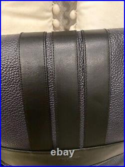 New Coach Pebble Leather Unisex Crossbody Messenger Bag Midnight Blue withBlack