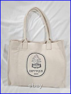 New Diptyque Limited Edition Embroidered Canvas Tote Bag Cotton Beach Laptop