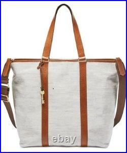 New Fossil Maya MD Work Tote chambray padded laptop cotton twill bag shoulder