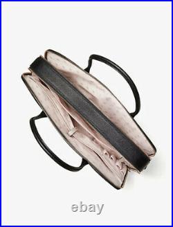 New KATE SPADE MARGAUX UNIVERSAL Leather LAPTOP Work Bag Black/Warm Taupe