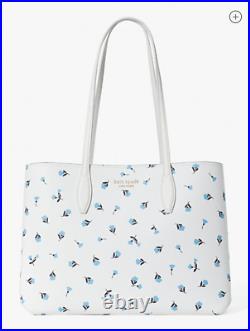 New Kate Spade All Day Dainty Bloom Large Laptop Tote with Pouch White Floral $228