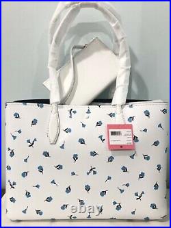 New Kate Spade All Day Dainty Bloom Large Laptop Tote with Pouch White Floral $228