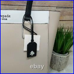 New Kate Spade Cameron Colorblock Large Laptop Top Zip Tote Handbag Bag Beige