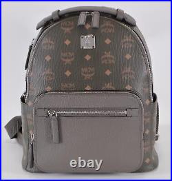 New MCM Stark $750 Moss Green Visetos Canvas Backpack Rucksack Travel Bag