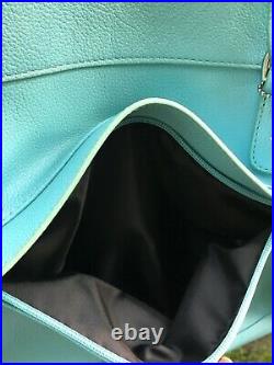 New Tiffany Light Blue Jack Georges Leather Tote Laptop? Bag Satchel Purse