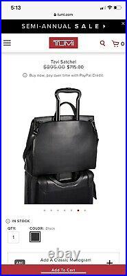 New Tumi Mariella Tavi Satchel Briefcase Laptop Bag Black Leather MSRP $795