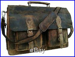 New Vintage Retro Buffalo Leather Briefcase Laptop Bag For Men & Women