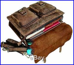 New Vintage Retro Buffalo Leather Briefcase Laptop Bag For Men & Women