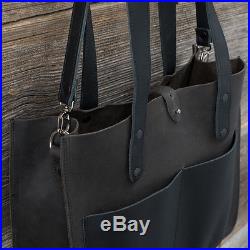 New women's ladies real leather bag black Laptop Tote Shoulder Bag Satchel