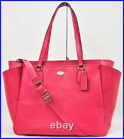 Nwt Coach 35702 Dehlia Pink Leather Multifunction Baby/diaper/laptop Bag Tote
