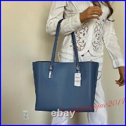 Nwt Coach Mollie Tote Stone Blue Leather Shoulder Bag 1671 $378