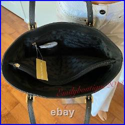 Nwt Michael Kors Jet Set Item Multifunction Black Leather Pocket Tote Bag