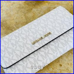 Nwt Michael Kors Jet Set Travel Lg Signature Laptop Tote Bag White/wallet Option
