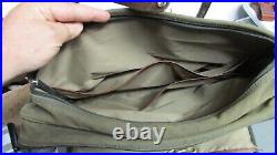 ORVIS Battenkill Briefcase Leather & Green Canvas Laptop Messenger Bag #071237