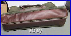 ORVIS Battenkill Briefcase Leather & Green Canvas Laptop Messenger Bag #071237