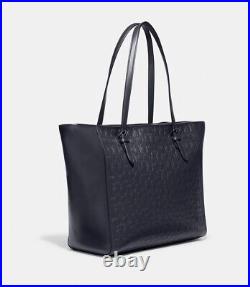 OriginalPackaging NWT Coach Large Navy Embossed Signature Leather Turnlock Tote