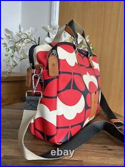 Orla Kiely Spring Bloom Vinyl Flight Laptop Bag Red Shoulder Work Bag
