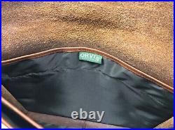 Orvis Bullhide Leather Canvas Attache Bag Briefcase Portfolio School Laptop Brwn
