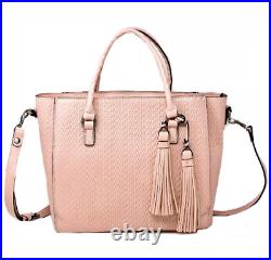 PATRICIA NASH Mariola Twisted Woven Embossed Leather PINK Tote Bag
