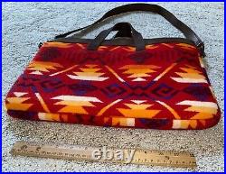PENDLETON Red Wool blanket & leather top zip slim laptop shoulder bag EUC