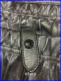 PRADA Bag Silver Ruched Large Leather Work Study Shoulder Bag