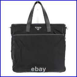 PRADA Black Nylon Leather Shoulder Tote Satchel Crossbody Travel Laptop Bag