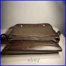 PRADA Triangle Brown Leather Shoulder Messenger Laptop Medium bag Very Nice