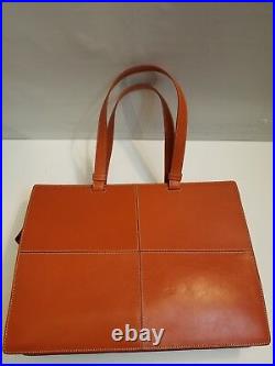 PTM Milano Leather Laptop Carrier Burnt Orange Briefcase Bag Italy $395 New