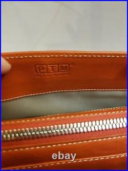 PTM Milano Leather Laptop Carrier Burnt Orange Briefcase Bag Italy $395 New