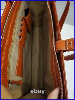PTM Milano Leather Laptop Carrier Burnt Orange Briefcase Bag Italy $395 New