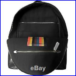 Paul Smith Black Laptop Leather Backpack Floral-Embroidered Stripe-Trim $795