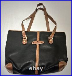 Pierre Balmain Paris Leather Black Tote Purse Carry All Laptop Bag