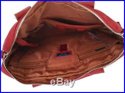 Piquadro men woman lap top business/ document red leather canvas bag
