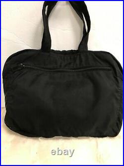 Prada Nylon Computer Bag In Black Double Handle With Outside Zipped Pocket