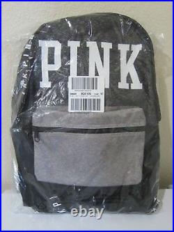RARE Victoria Secret Pink BLACK GRAY MARL CAMPUS CARRYON BACKPACK BOOK BAG LARGE