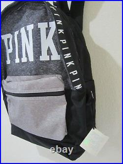 RARE Victoria Secret Pink BLACK GRAY MARL CAMPUS CARRYON BACKPACK BOOK BAG LARGE