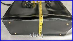 Ralph Lauren Black Patent Leather Satchel Laptop Doctor Bag Crossbody Tote