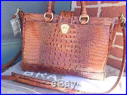 Rare Nwt Brahmin Megan Pecan Croco Emb Leather Business Laptop Brief Case Bag