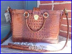 Rare Nwt Brahmin Megan Pecan Croco Emb Leather Business Laptop Brief Case Bag
