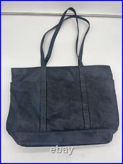 Rare Winterthur Museum And Gardens Navy Blue 100% Leather Tote/ Laptop Bag