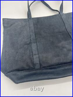 Rare Winterthur Museum And Gardens Navy Blue 100% Leather Tote/ Laptop Bag