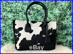 Real Cowhide Purse Handbag Leather Tote Shoulder Laptop Bag Womens Black Large