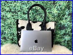 Real Cowhide Purse Handbag Leather Tote Shoulder Laptop Bag Womens Black Large