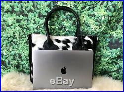 Real Cowhide Tote Purse Handbag Leather Shoulder Laptop Bag Womens Black Medium