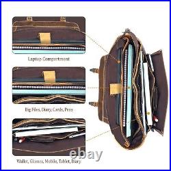Real Leather Messenger Shoulder Bag Men Laptop Satchel Handbag S Brown Weekender