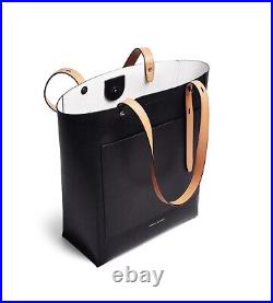 Rebecca Minkoff Black & Tan Stella North-South Tote Leather Laptop Bag Purse