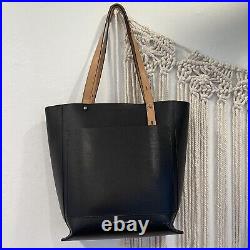 Rebecca Minkoff Black & Tan Stella North-South Tote Leather Laptop Bag Purse